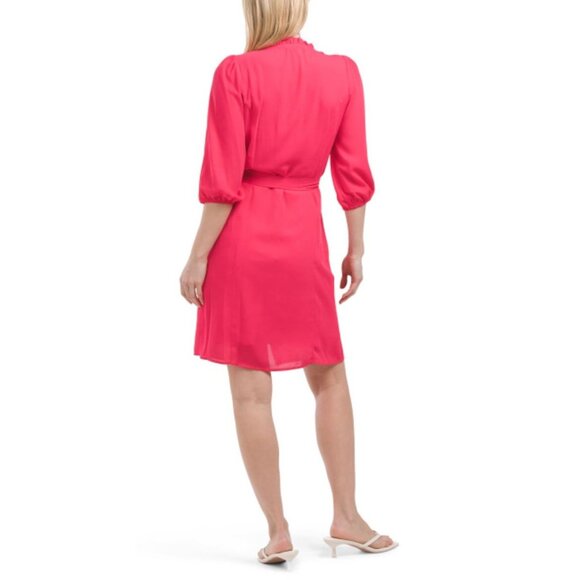 NWT NANETTE LEPORE Long Sleeve Front Tie Fuchsia Dress Size 12 - Picture 2 of 3